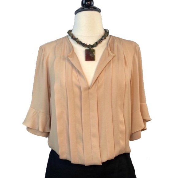 Ann Taylor subtly sheer and ruffle sleeves blouse - Picture 3 of 8